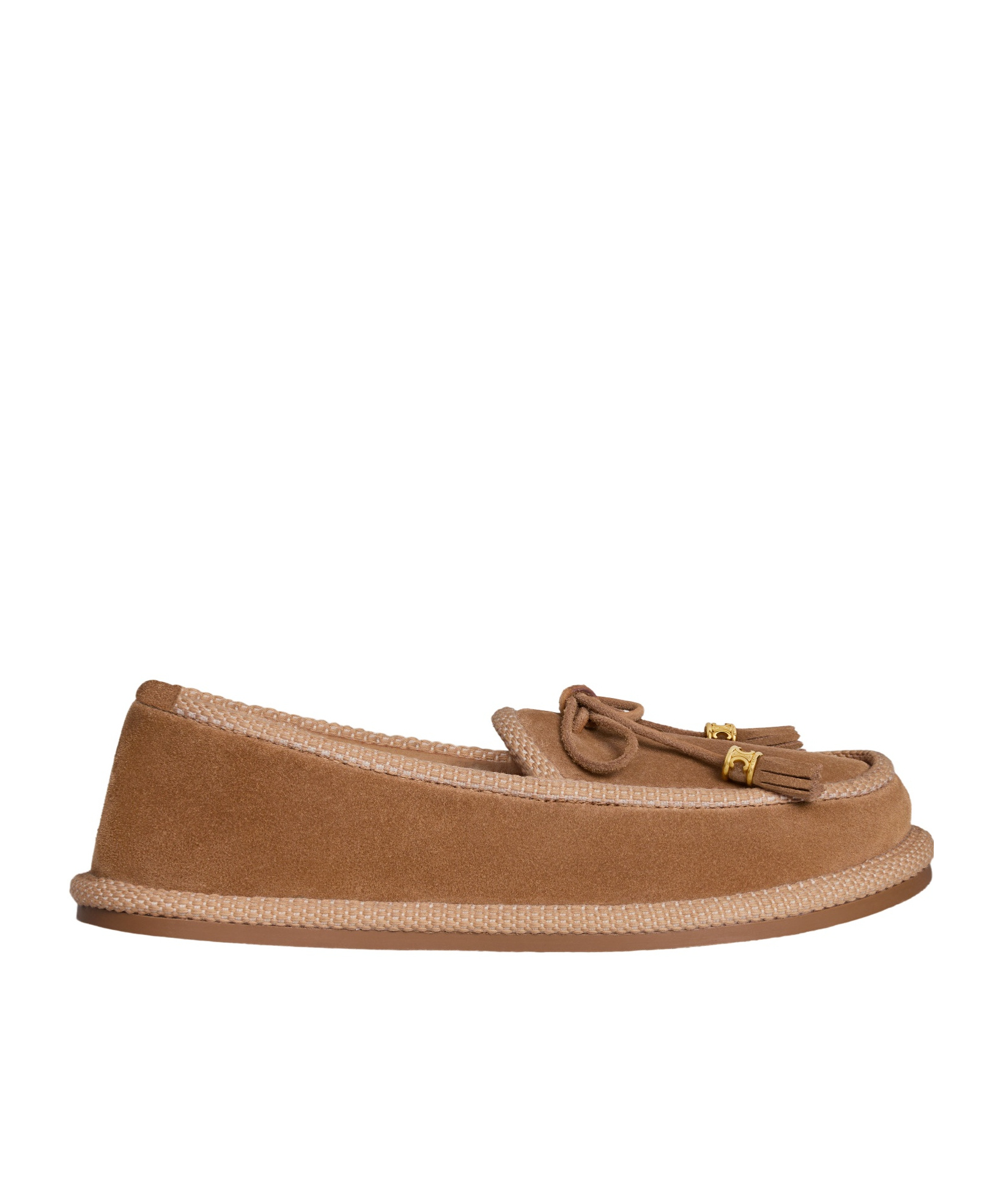 Celine Round-head Flat Shoes In Brown