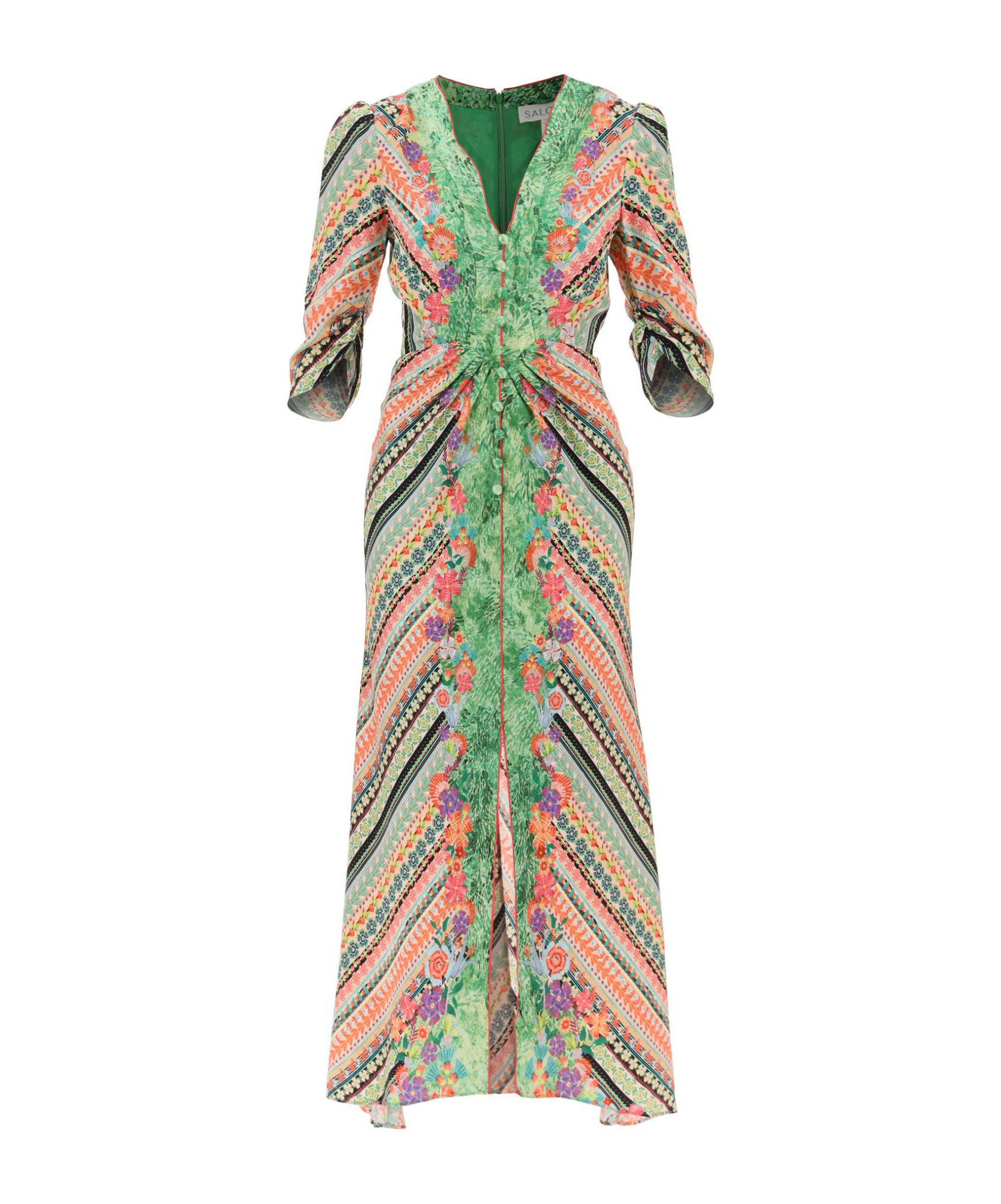 Saloni Mitsu B Mix-print Midi Dress In Multicolor