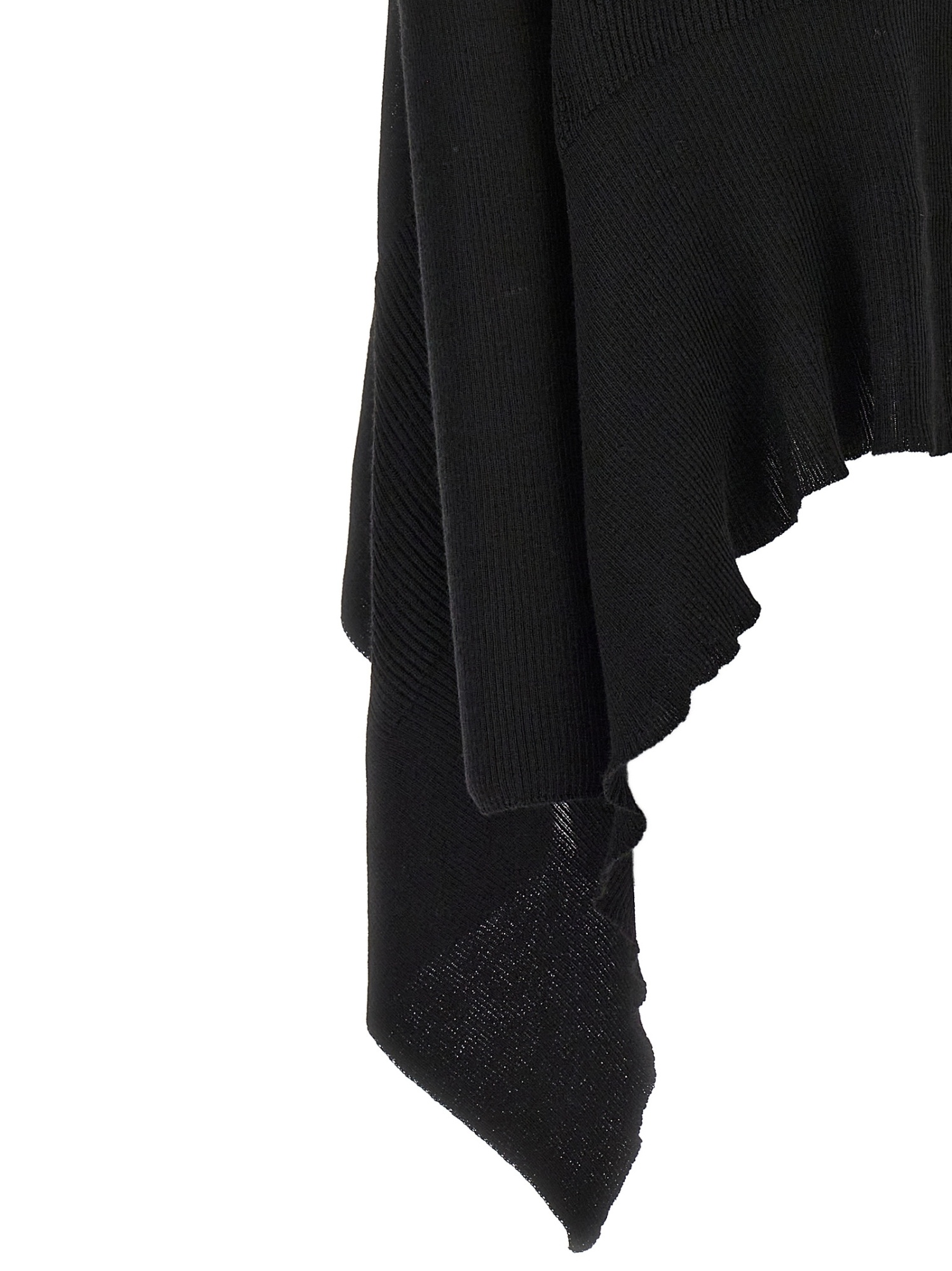 Rick Owens Draped Hem Long Sleeve Ribbed Cardigan In Black