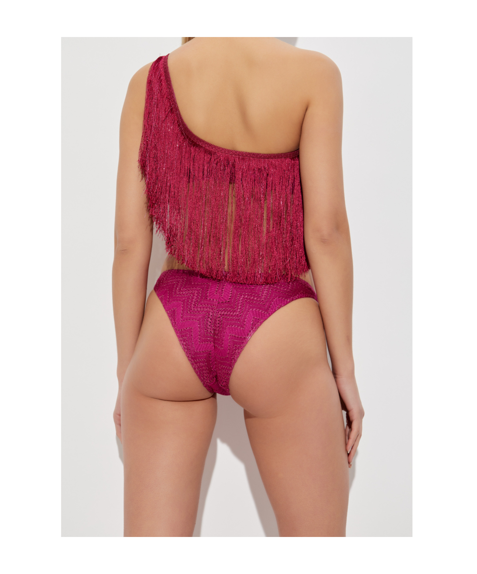 Missoni One-shoulder Fringed Bikini In Red