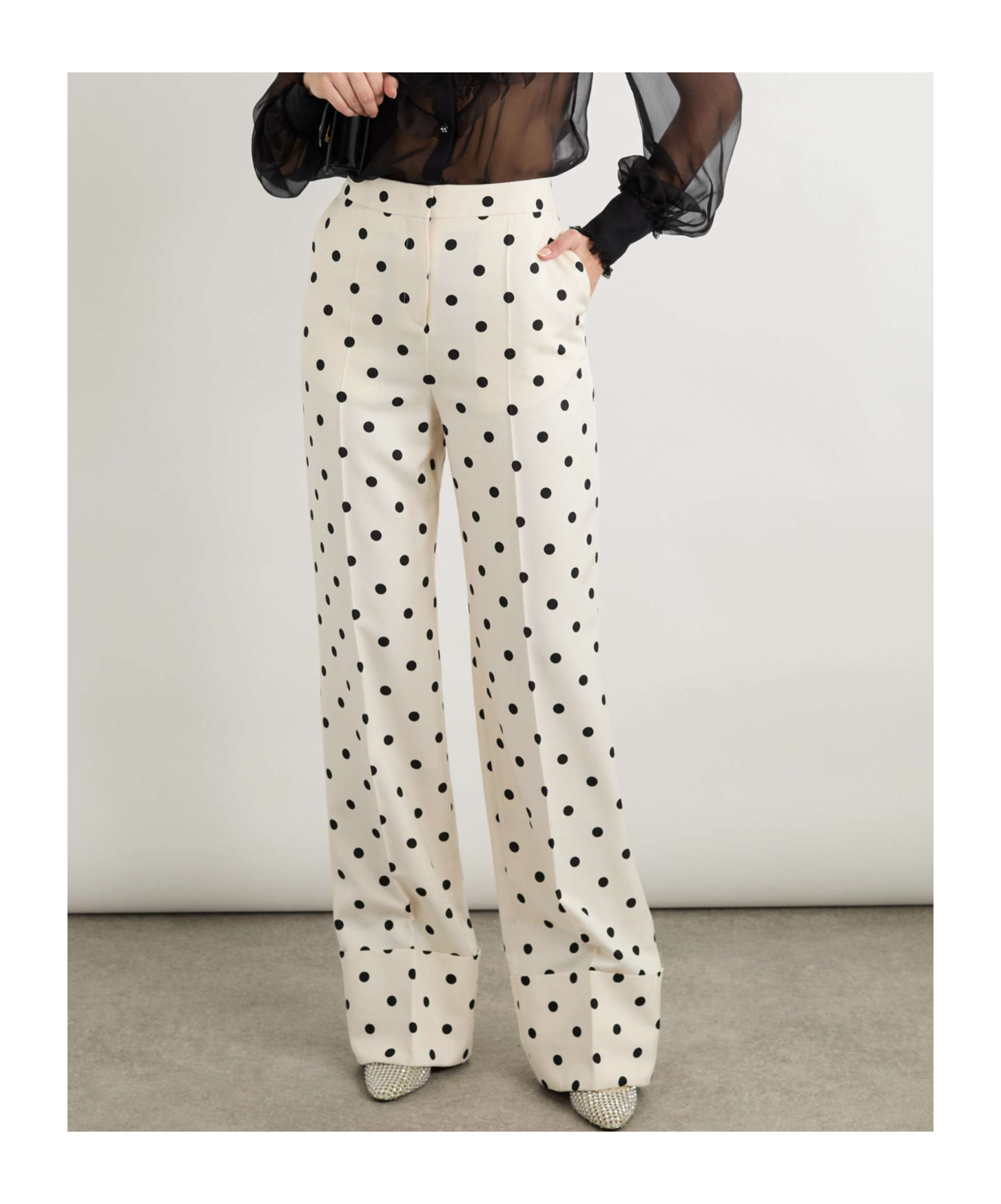 Valentino Polka-dot Silk-crepe Wide-leg Pants In White
