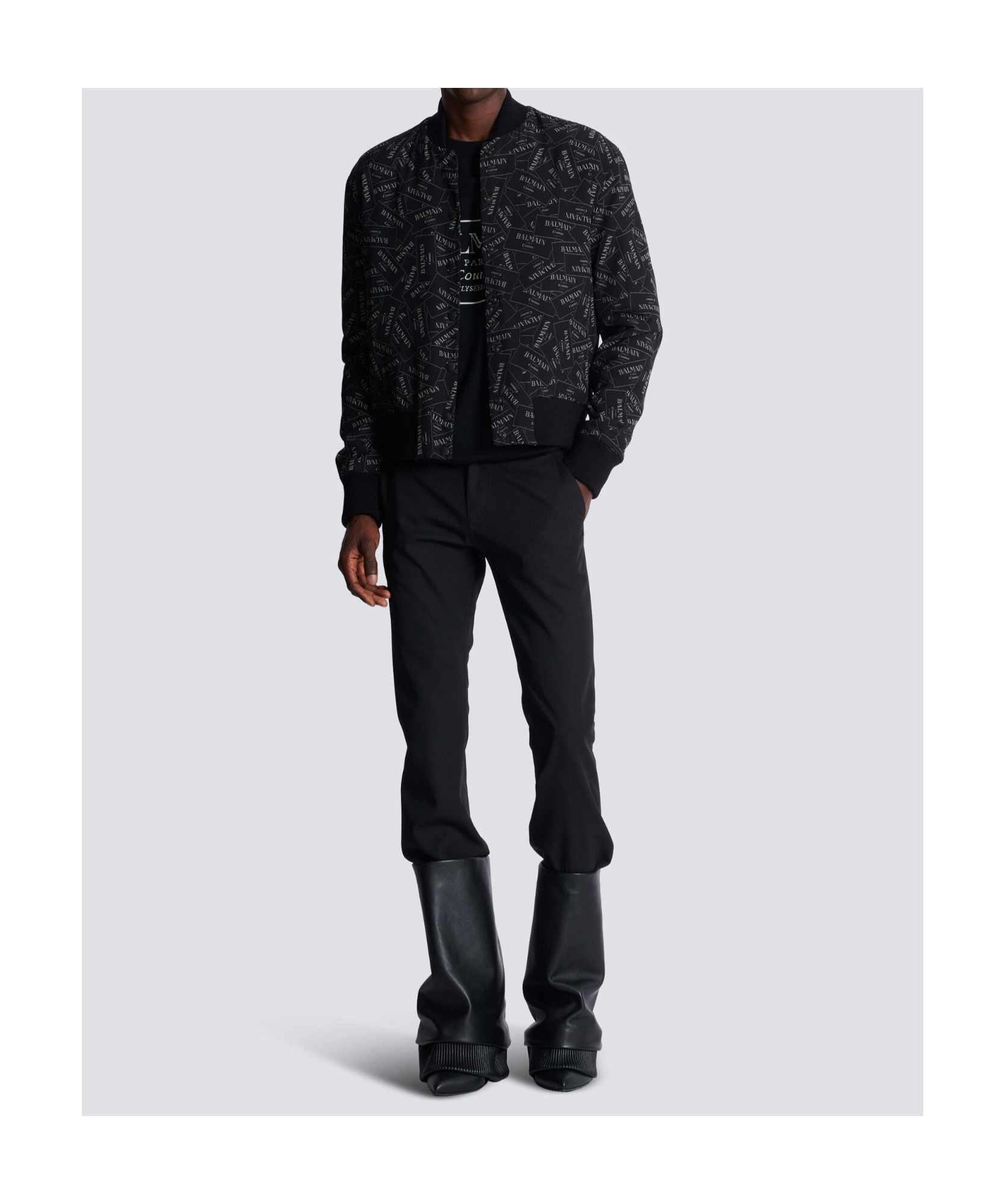 BALMAIN PRINTED BALMAIN LABEL BOMBER JACKET