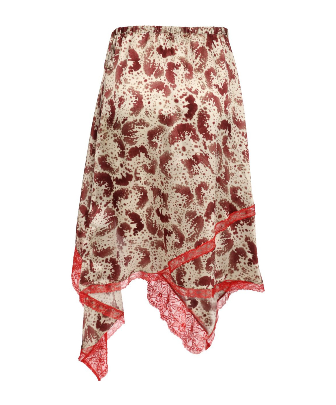Dries Van Noten Shake Printed Lace-trim Handkerchief Silk Skirt In Nude