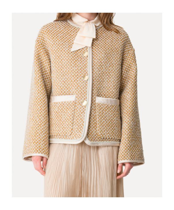 Forte Forte Textured Fabric Jacket Gold-tone Buttons In Brown