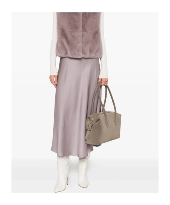 Herno Satin Midi Skirt In Gold