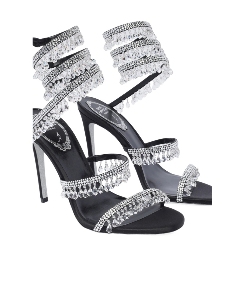 René Caovilla Chandelier 105 Rhinestone Embellished Sandals In Black