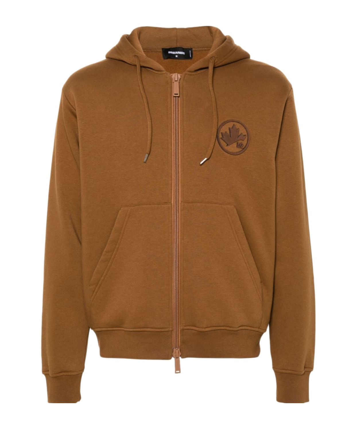 Dsquared2 Logo-flocked Zip-up Hoodie In Brown