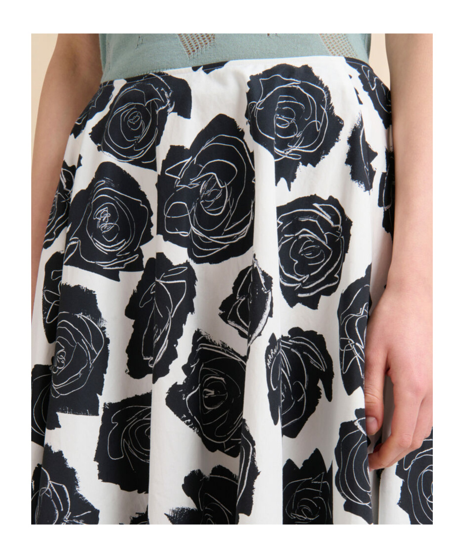 Marni Floral Print Midi Skirt With Discreet Zipper Closure