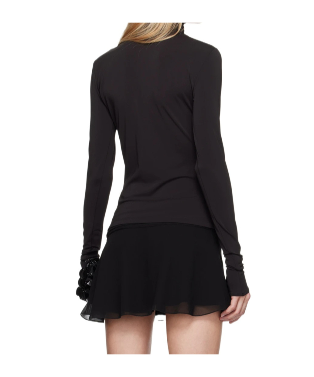 Blumarine Gathered-tie Long-sleeved Top In Black