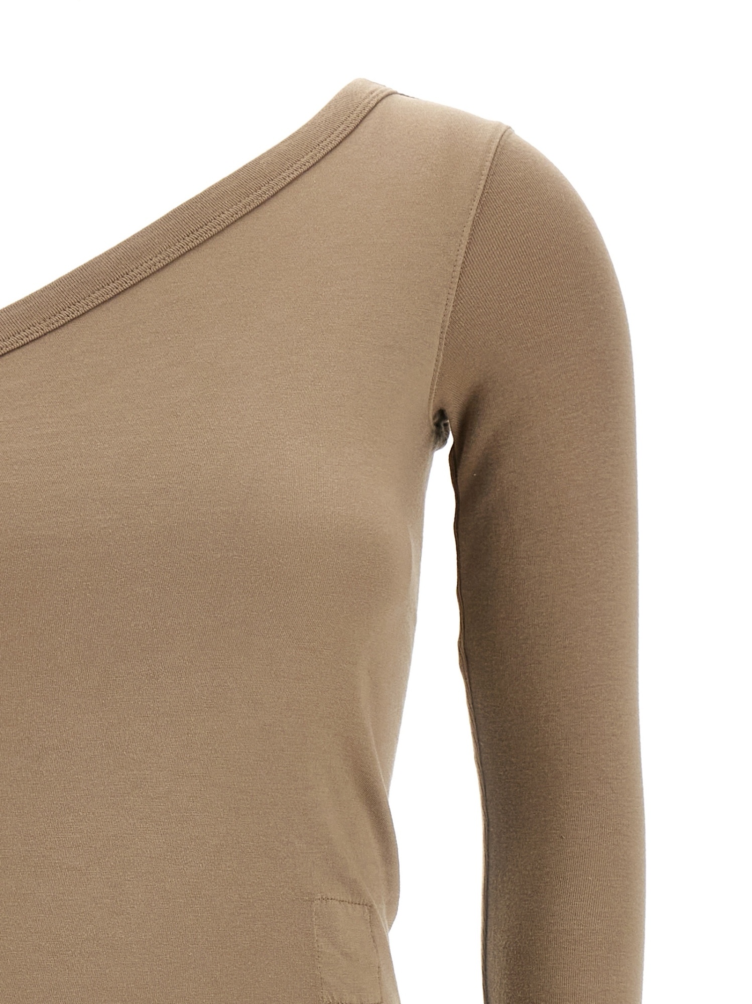 Rick Owens Drkshdw Ziggy Asymmetric-neckline T-shirt In Brown