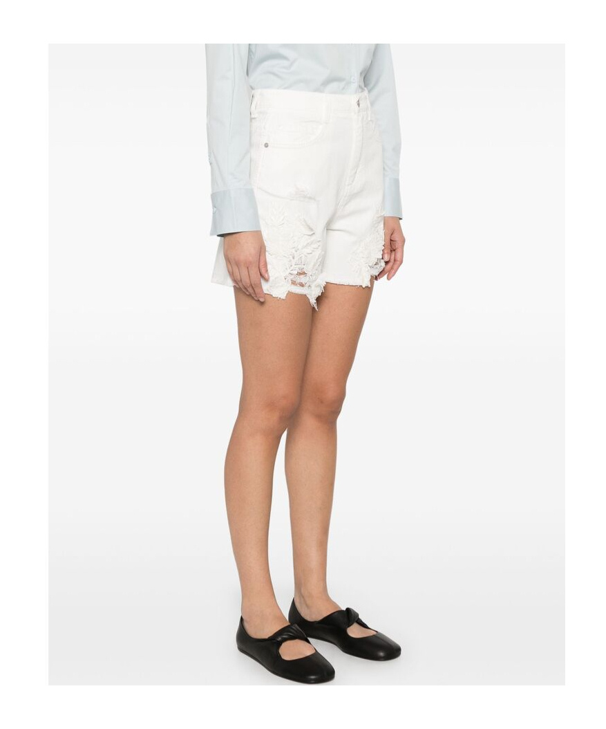Ermanno Scervino Bermuda Shorts Frayed Hem Detail In White
