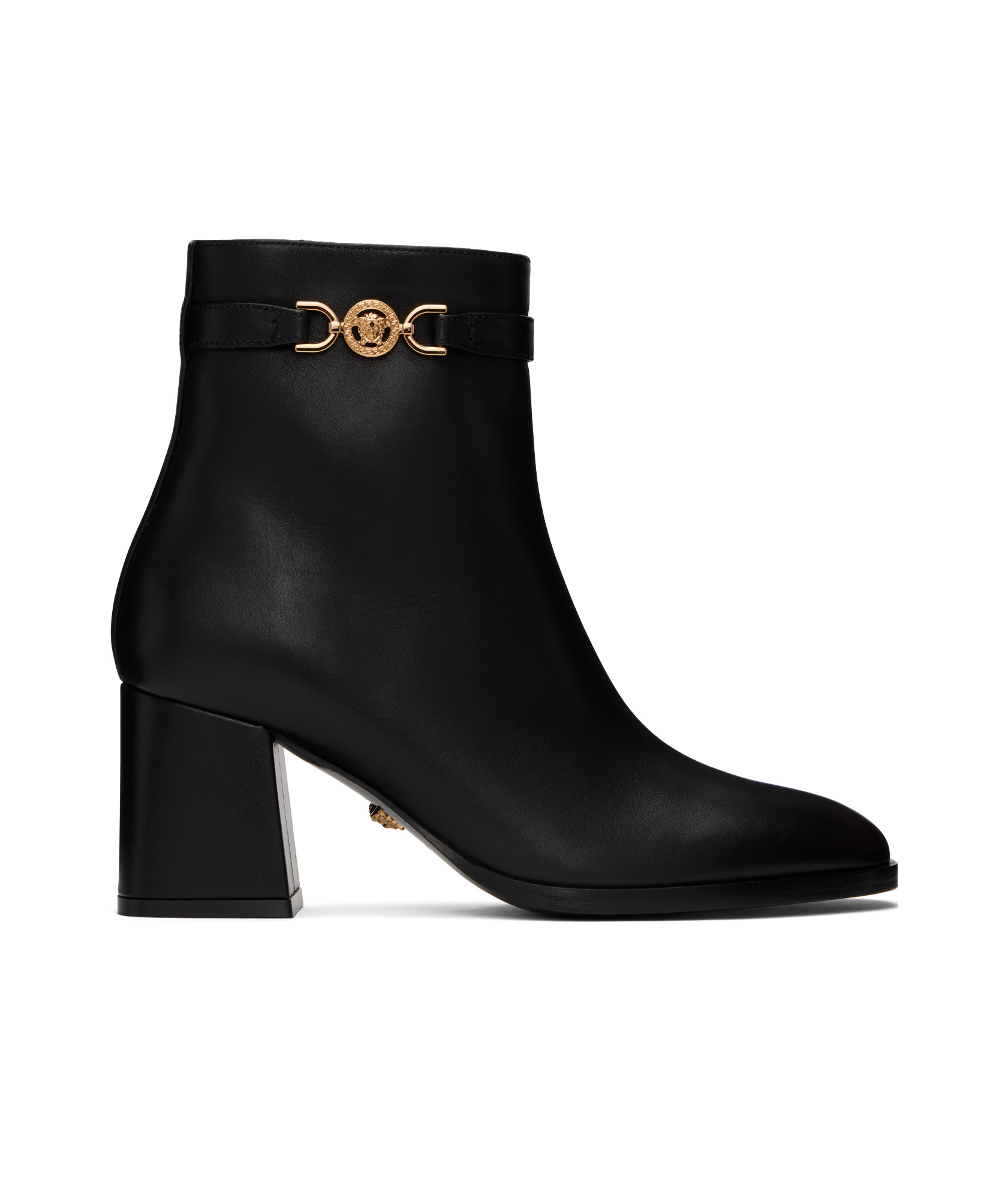 Versace Smooth Calf Leather Ankle Boots In Animal Print