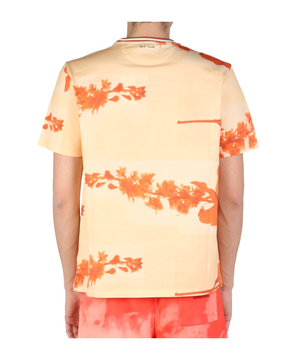 Paul Smith Stem Floral T-shirt In Nude