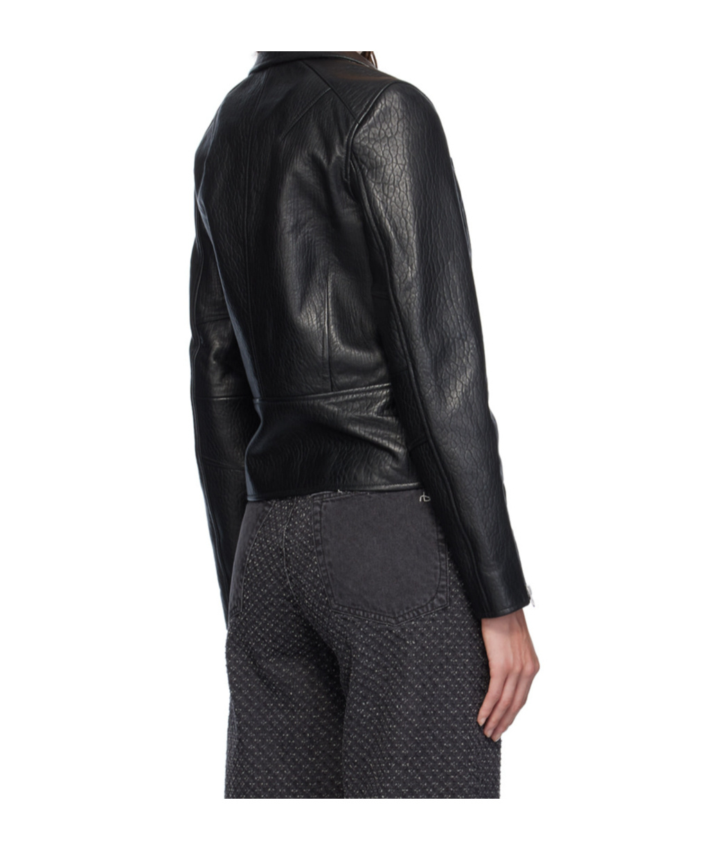 Rag & Bone Long Sleeve Leather Jacket In Black