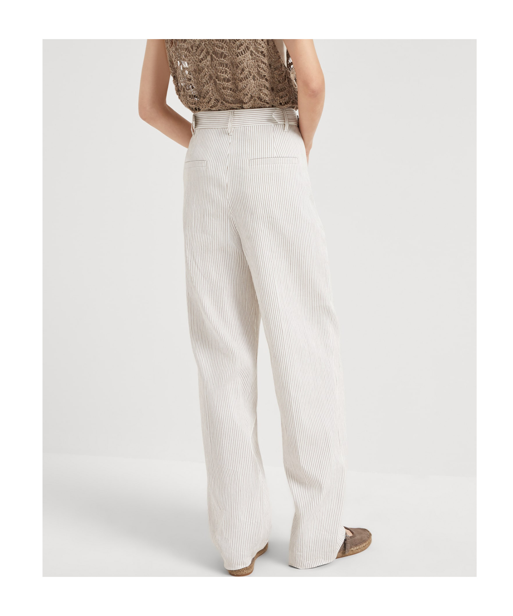 Brunello Cucinelli Belt Loops Slacks In White