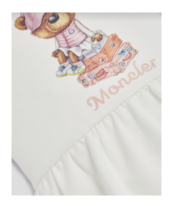 Moncler Short Sleeve Dress In White