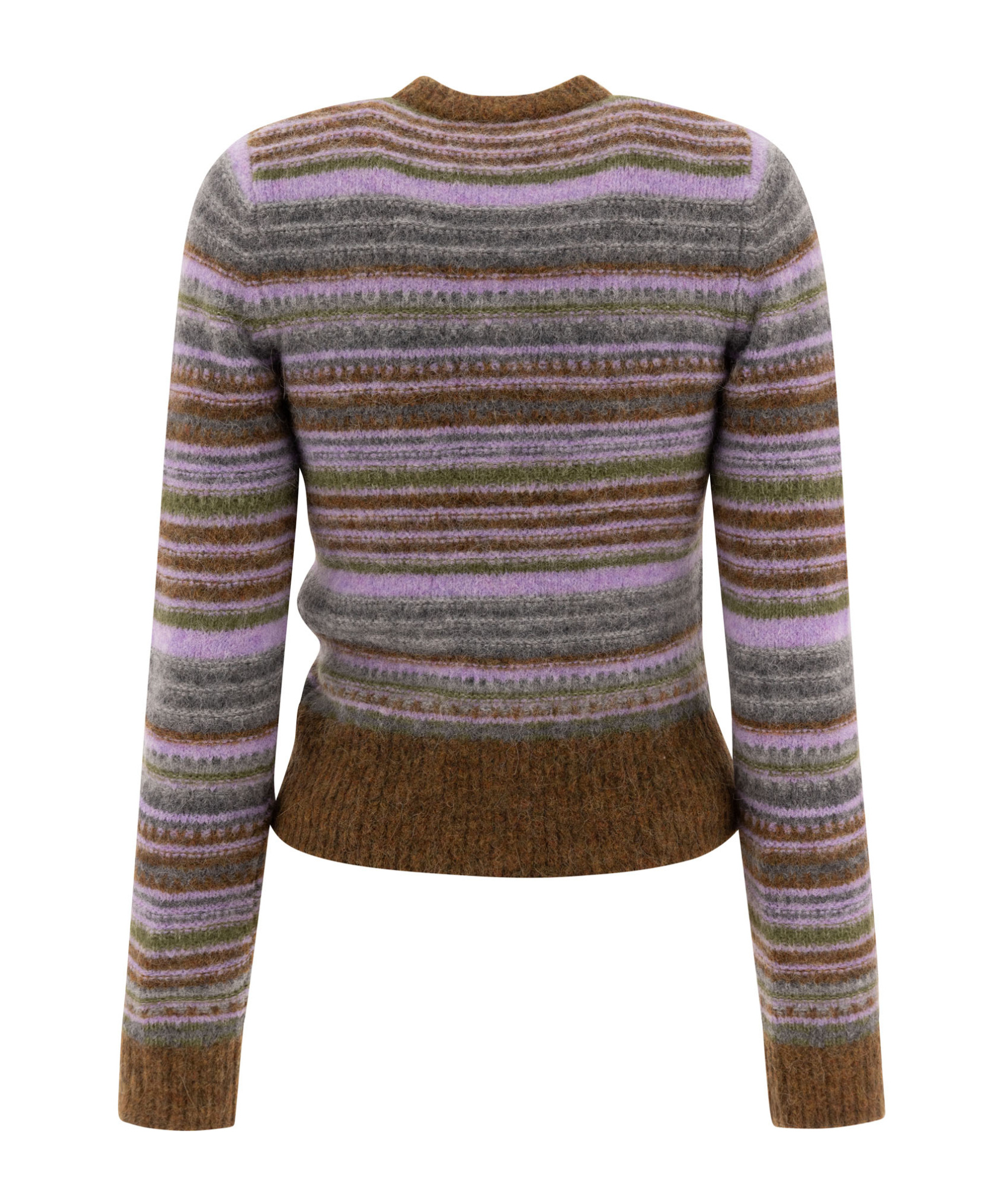 Ganni Embroidered Stretch Alpaca Blend Cardigan In Brown