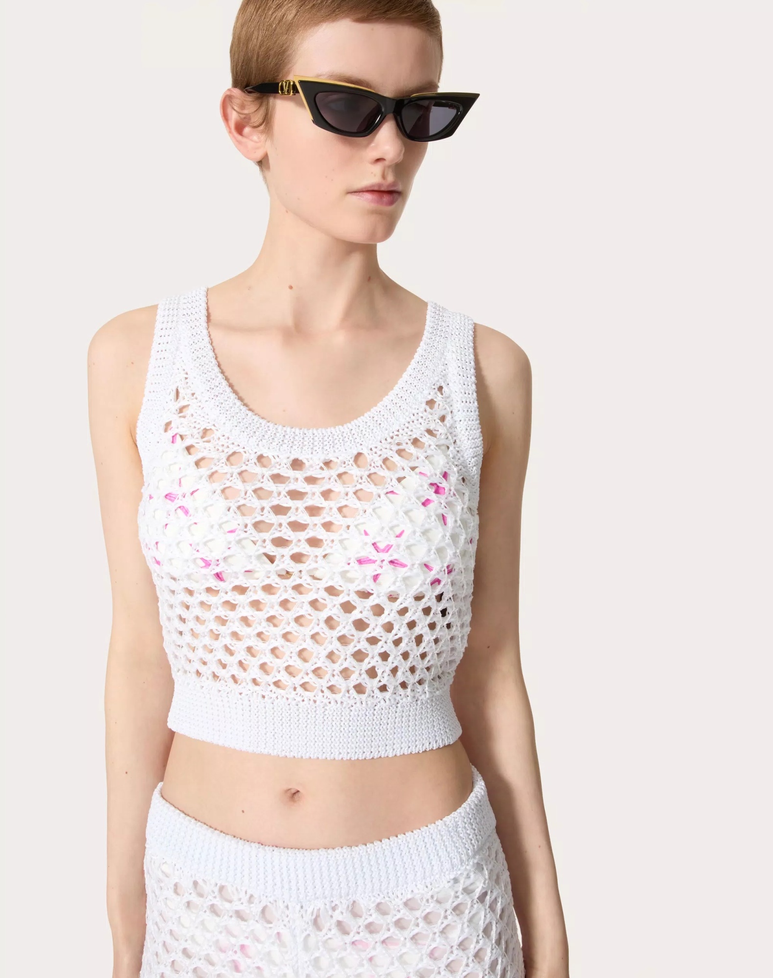 Valentino Top Aus Viskose Und Lurex Mit Pailletten Frau Weiss S In White