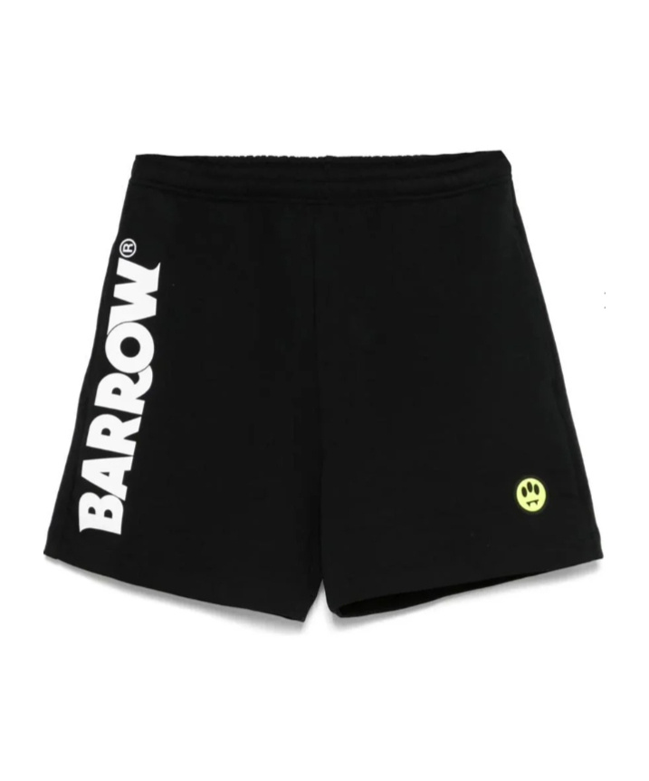 Barrow Elastic Waistband Iridescent Detail Shorts In Black