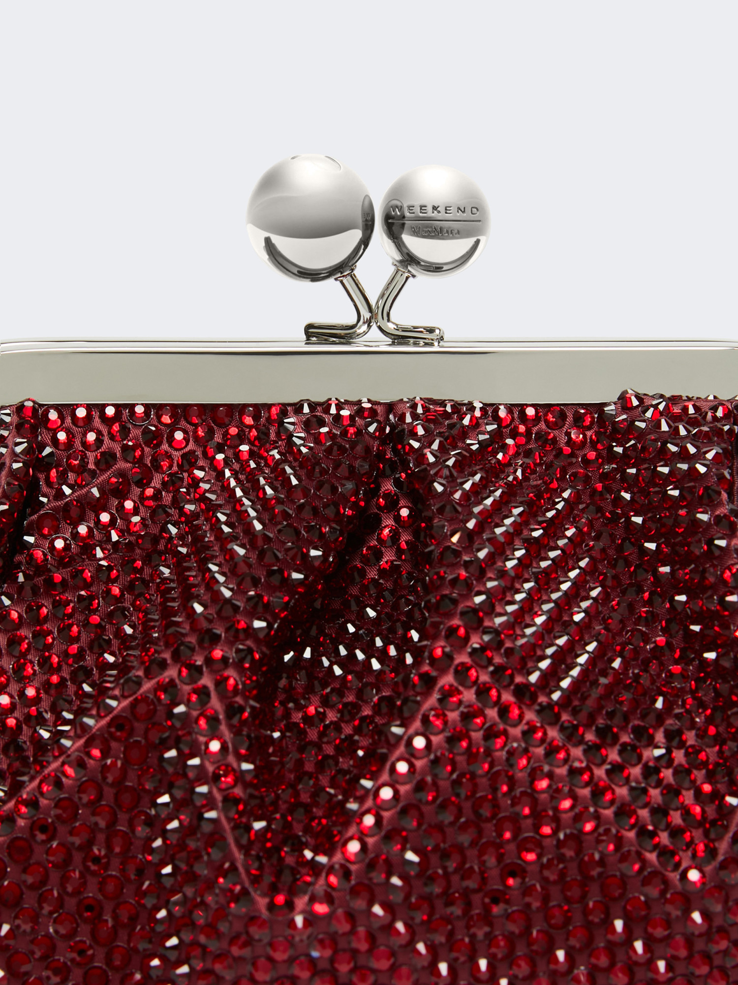 Weekend Max Mara Small Pasticcino Bag In Satin With Rhinestones In Red
