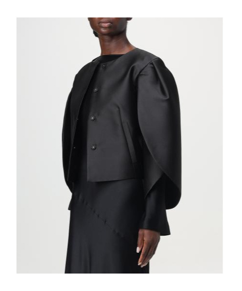 Shop Alberta Ferretti Pleated Casual Jacket In Black