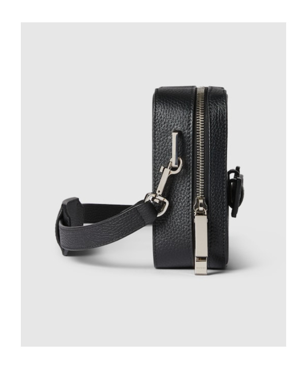 Gucci Logo Leather Shoulder Strap Crossbody Bags Black In Black