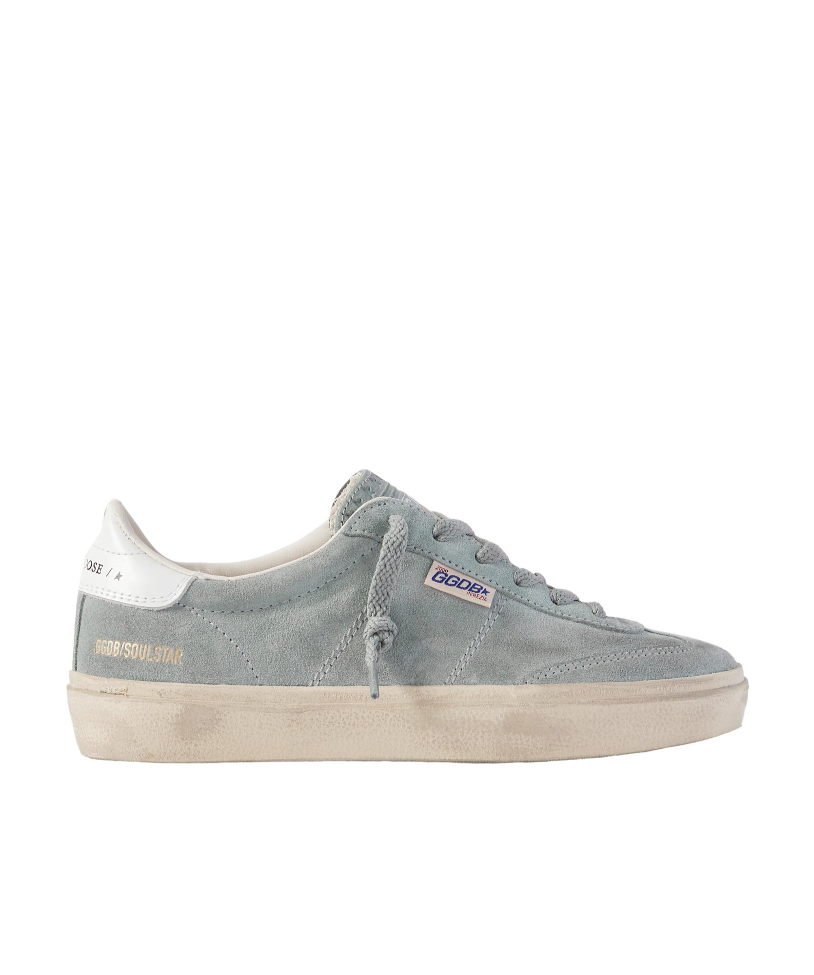 Golden Goose Soul-star Distressed Leather-trimmed Suede Sneakers In Gray