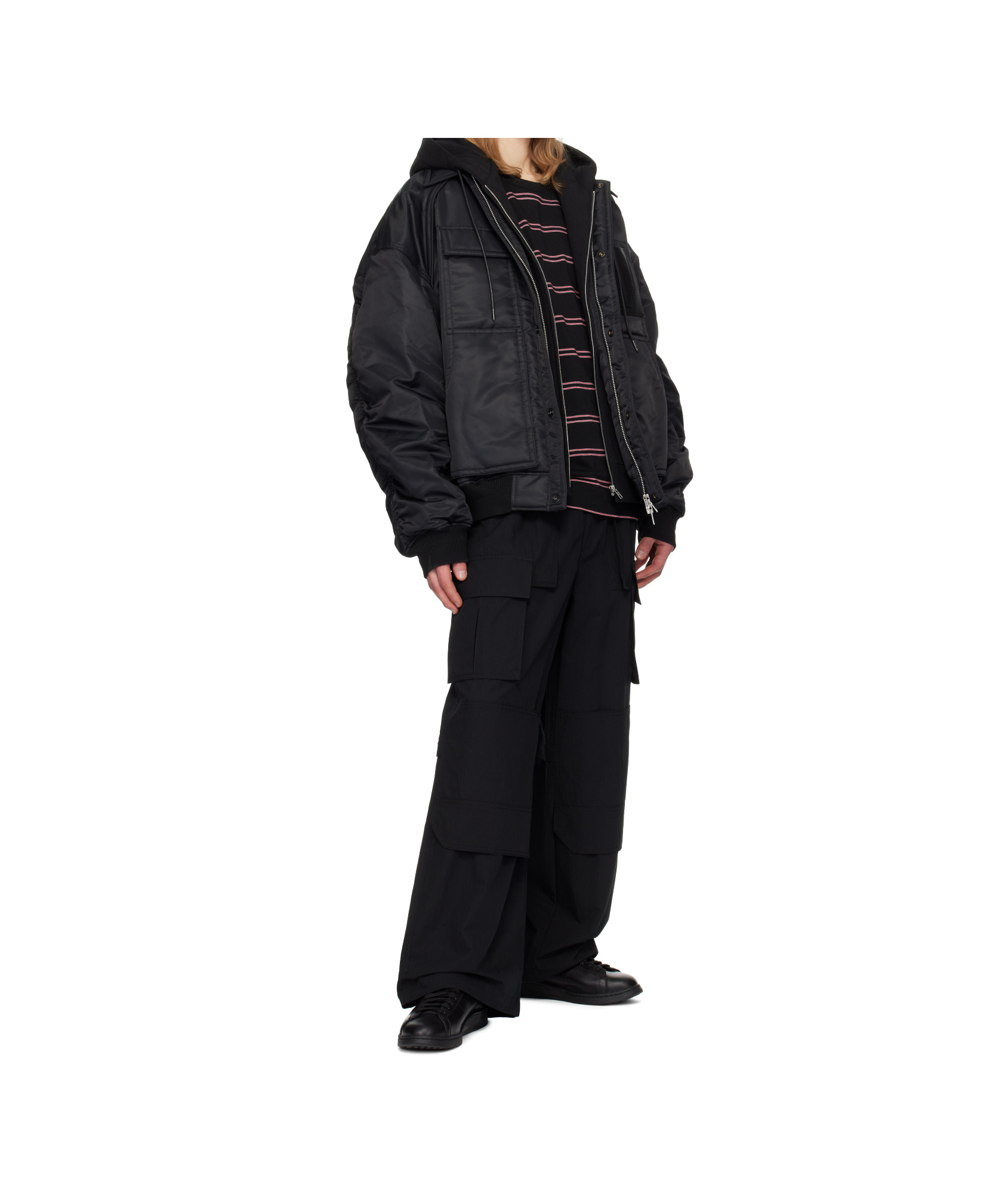 Juunj Ma-1 Work Bomber Jacket In Black