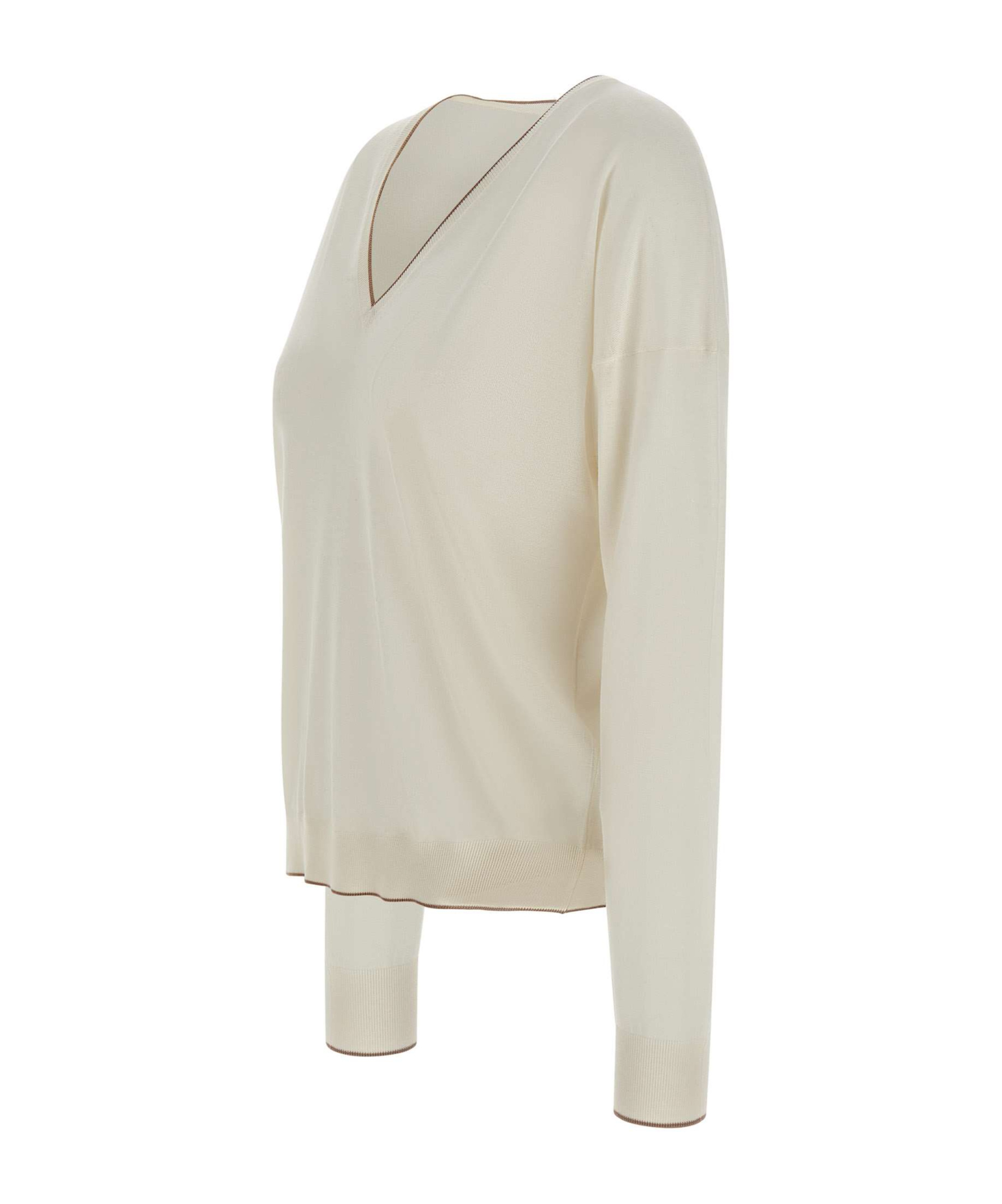 Eleventy V-neck Long-sleeved Sweater In Neutral