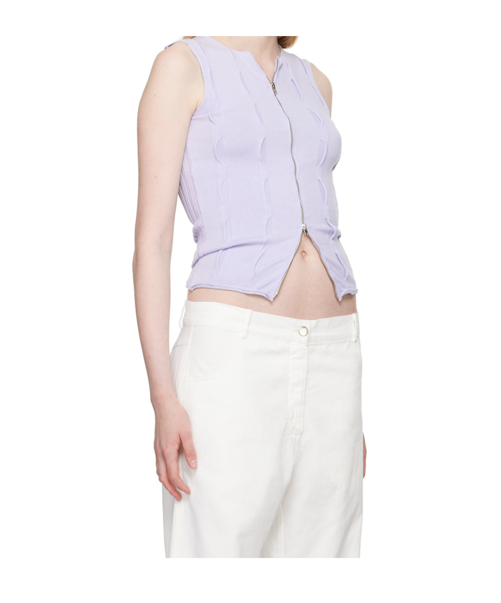 Gimaguas Blue Forat Tank Top In White