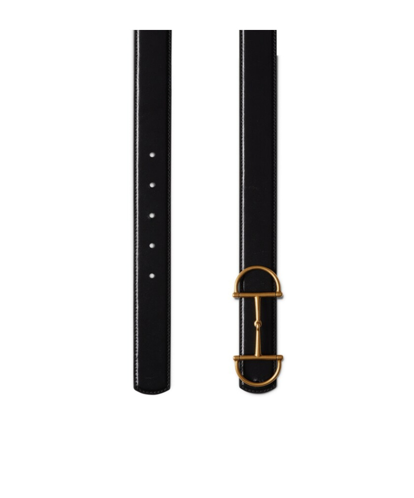 Gucci Men Black Reversible Belt With Horsebit On The Front In Leather Man In Black