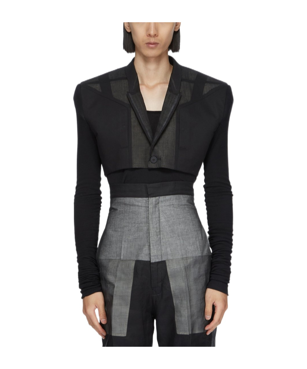Rick Owens Cobra Micro Tatlin Cropped Blazer In Black