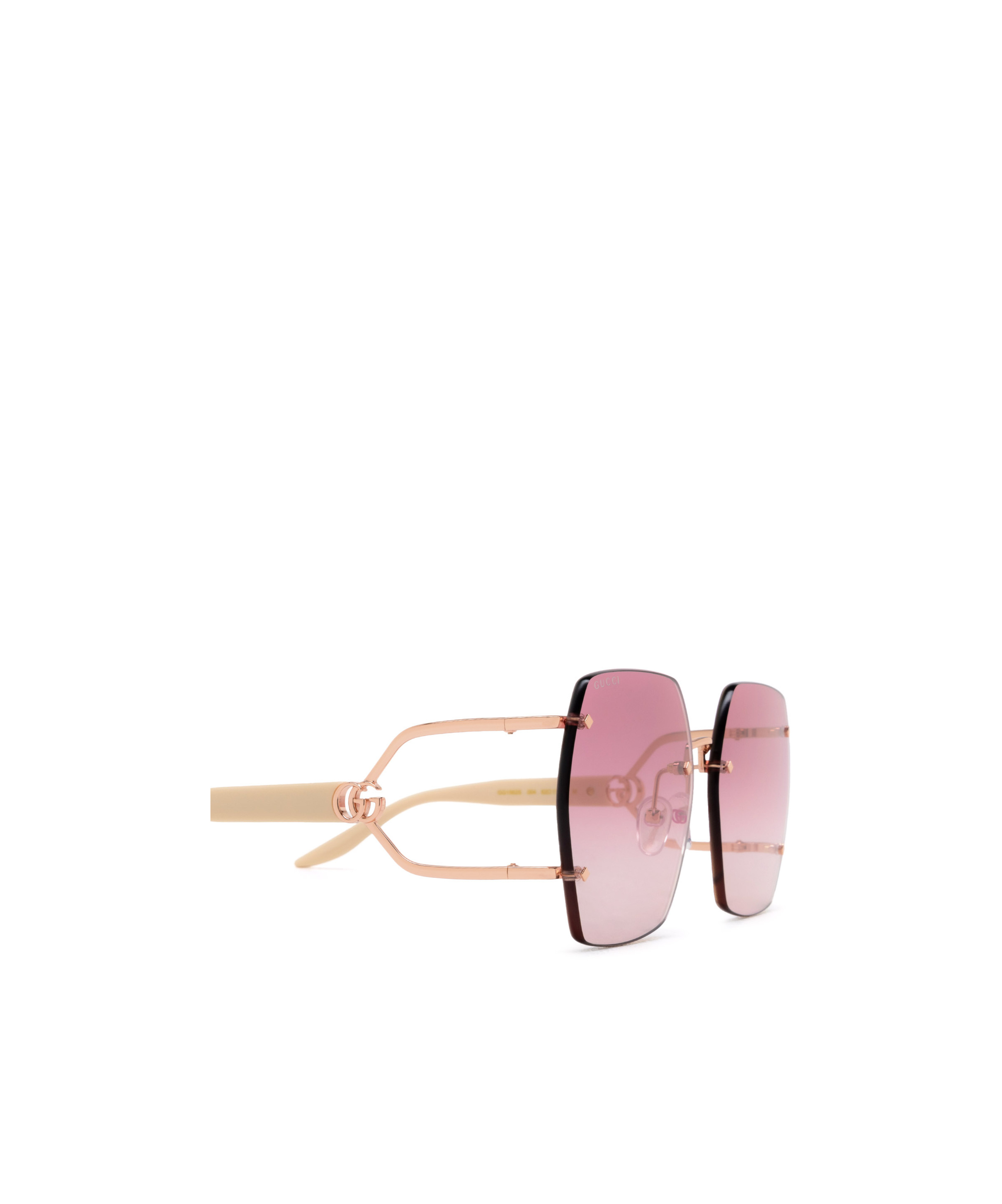 Gucci Double G Geometric-frame Sunglasses In Pink