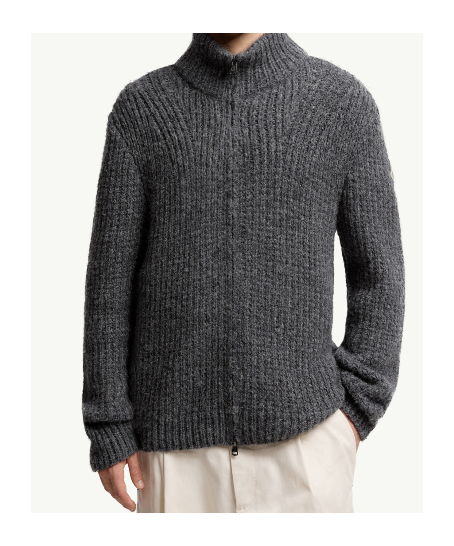 Moncler Alpaca And Wool Zip-up Cardigan In Gray