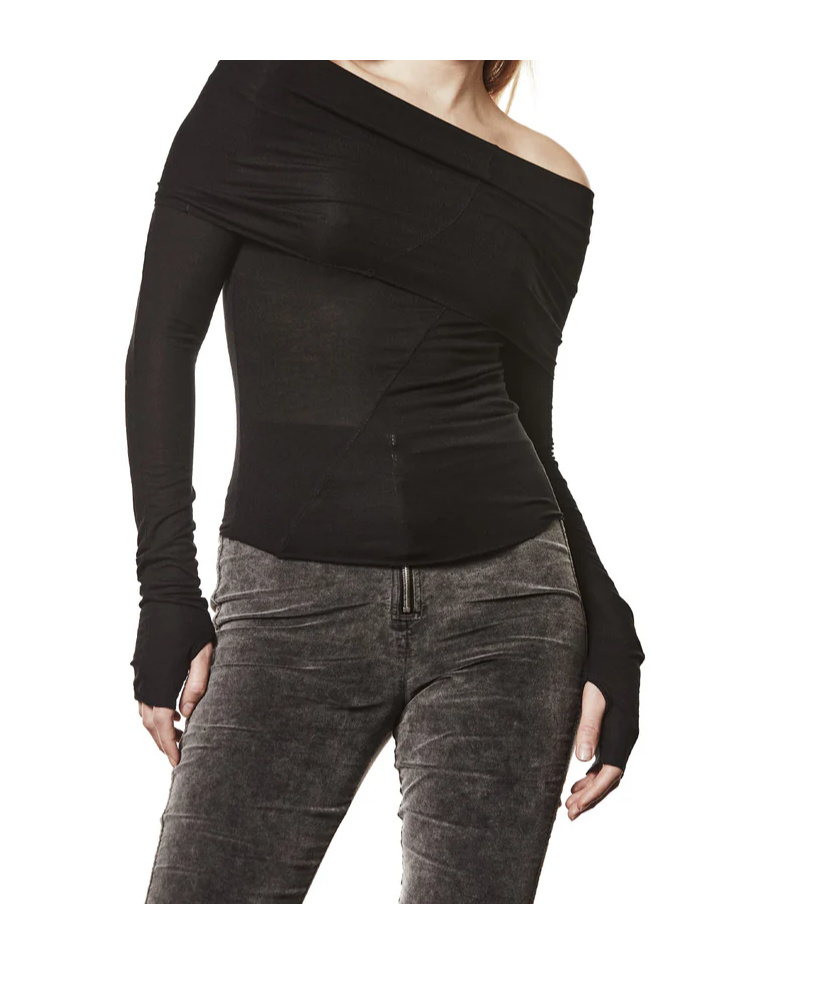 Thom Krom Off-shoulder Longsleeve In Black