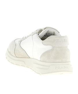 Prada Round Toe Low-top Sneakers In White