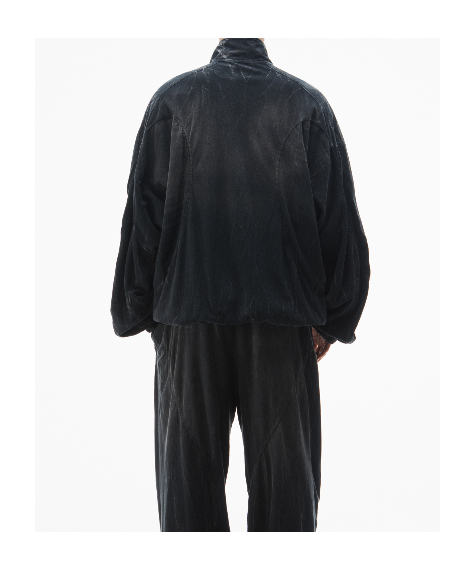 Alexander Wang Pleated Motorcycle Jacket In Black