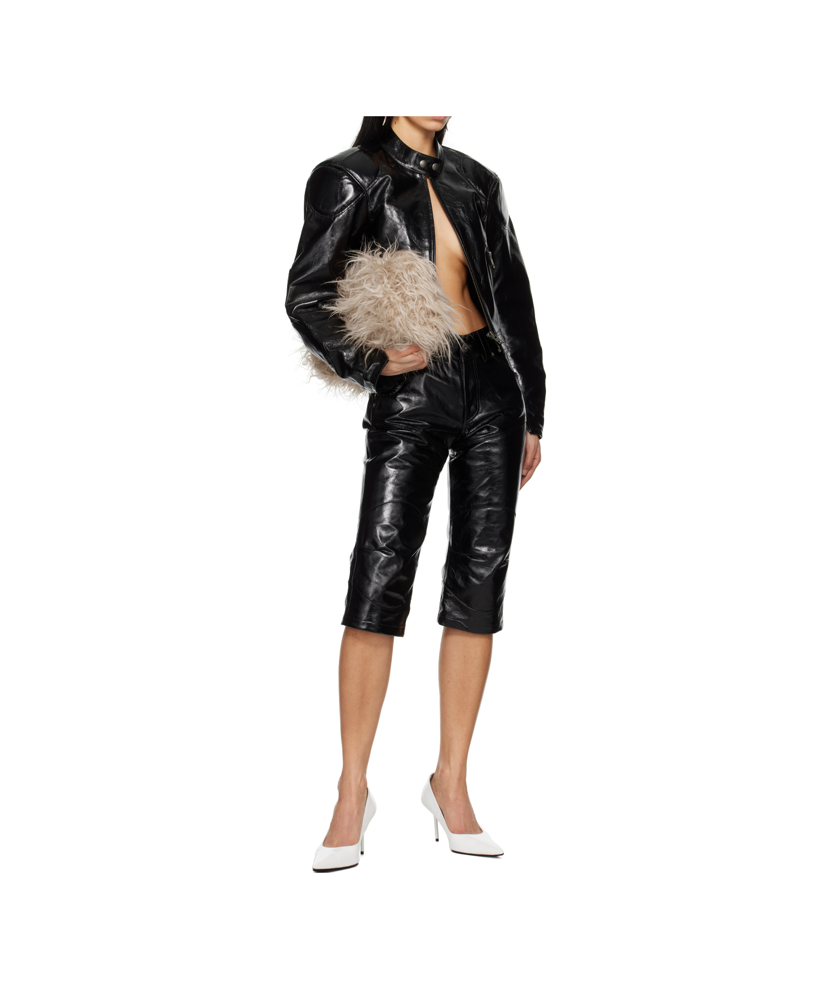 Vaquera Knee Pad Leather Shorts In Black