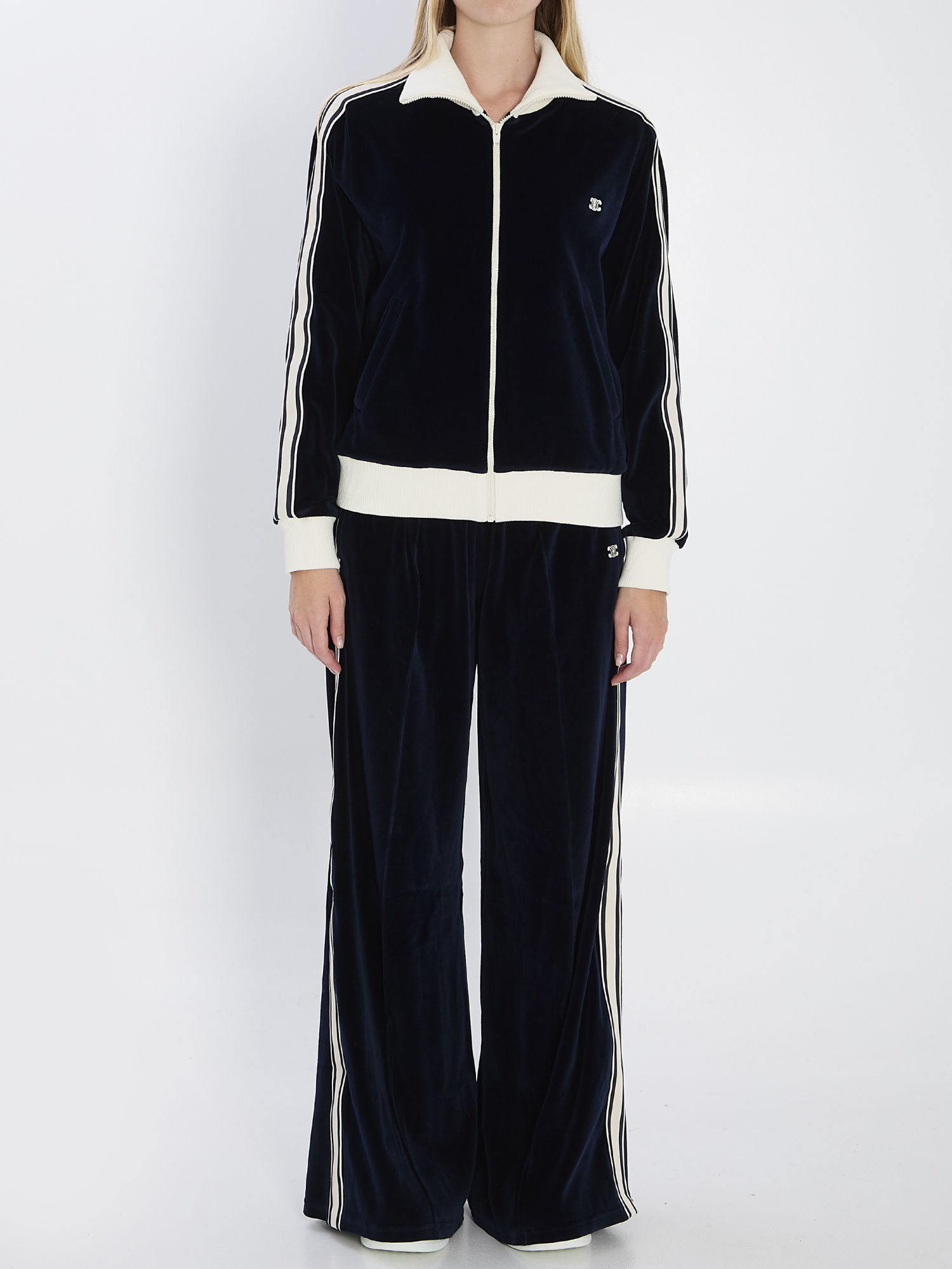 Celine Women Triomphe Velvet Jacket In Black