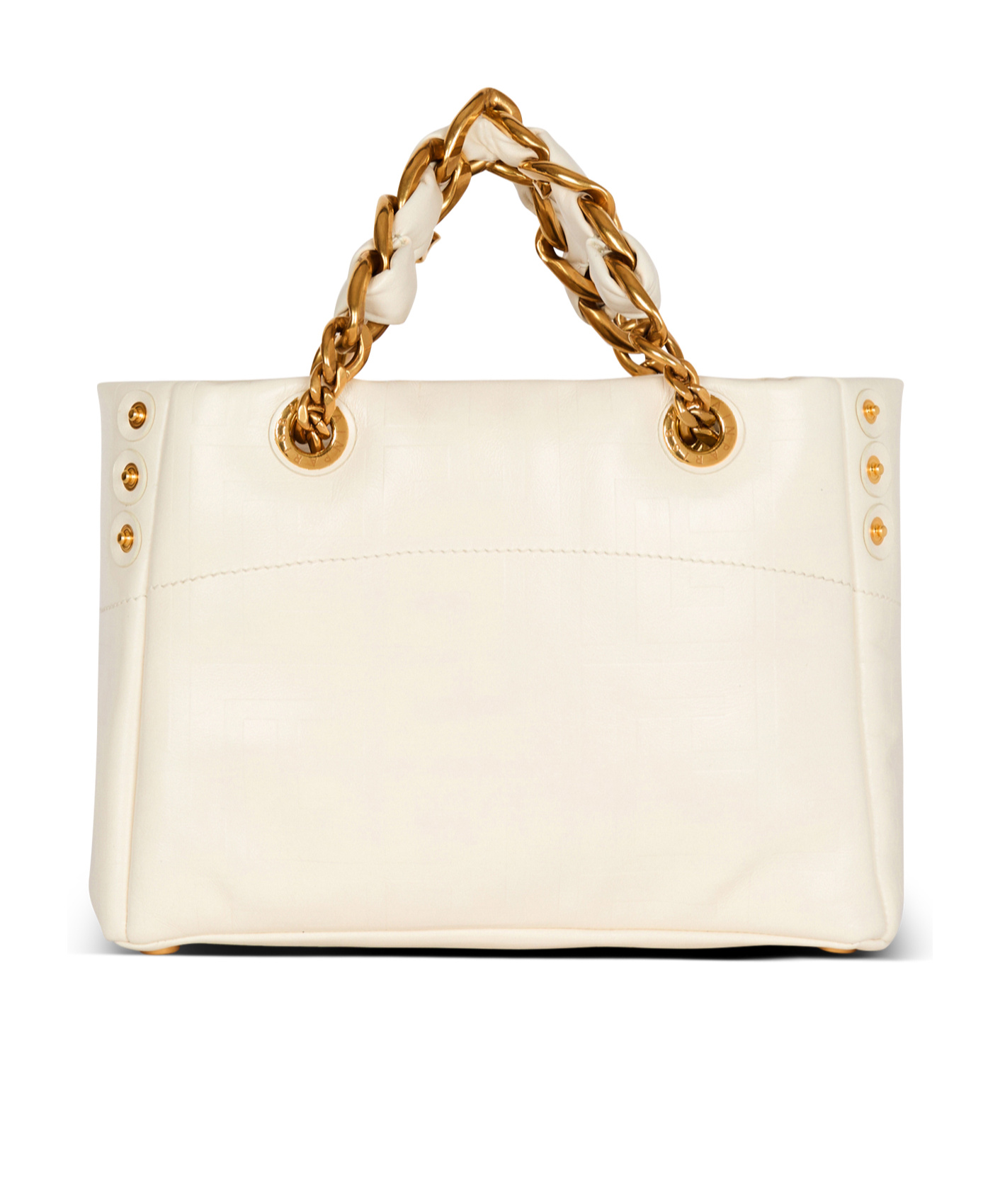 Balmain Small 1945 Soft Bag In Embossed Crackled Calfskin With A Pb Labyrinth Monogram In Nude
