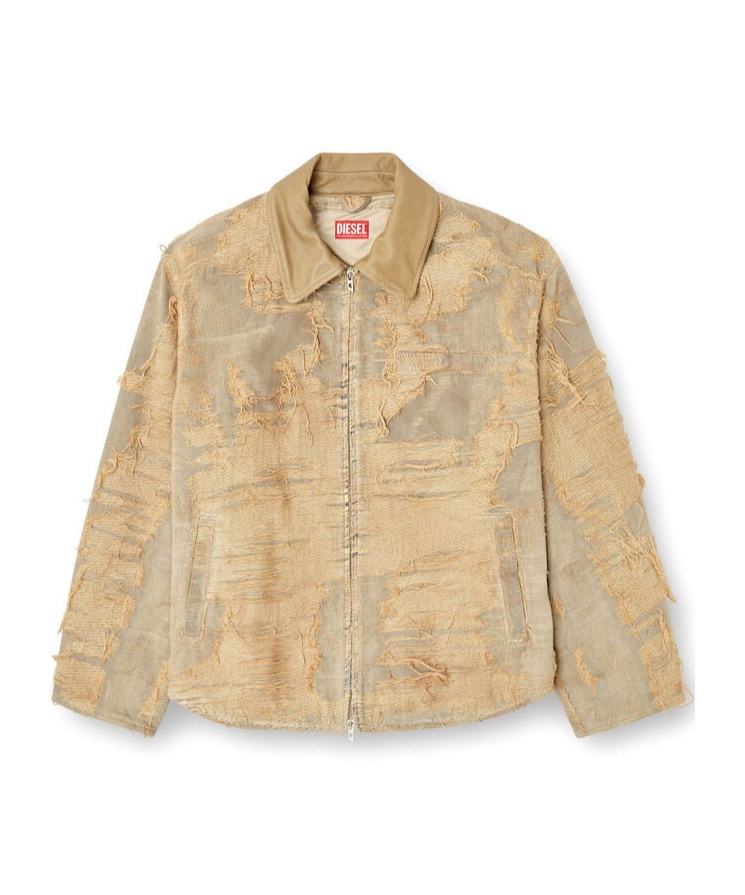 Diesel Jacket In Overdyed Floating-thread Denim In Nude