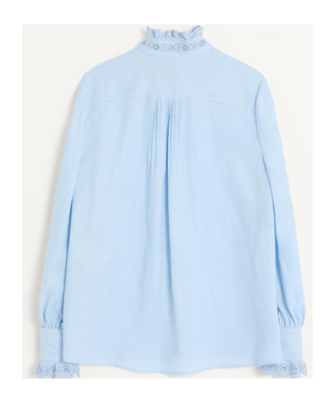 Valentino Womens Angel Blue Embroidered Long-sleeves Linen Shirt In Blue