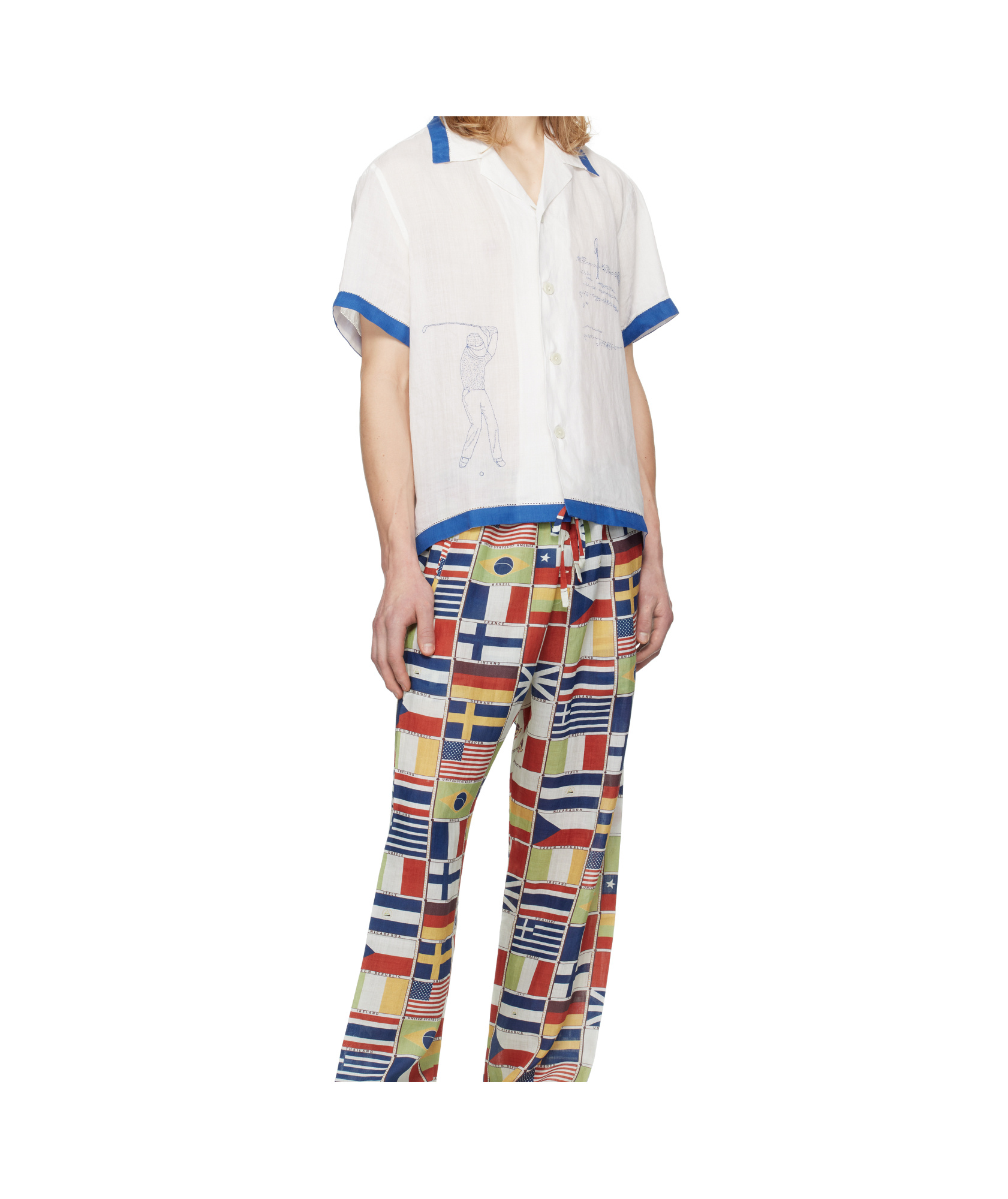 Bode Club Champion Shirt In White/blue