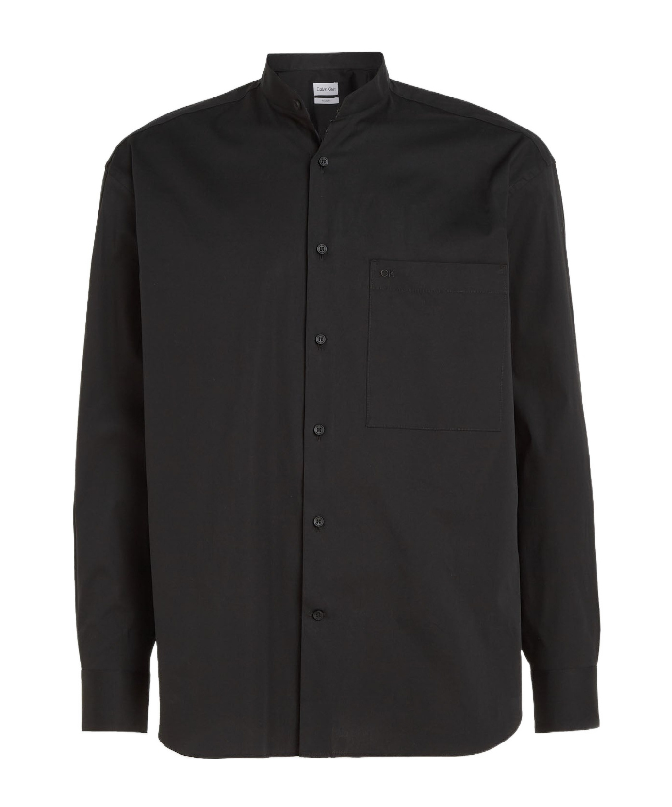 Calvin Klein Stand-up Collar Shirt In Black