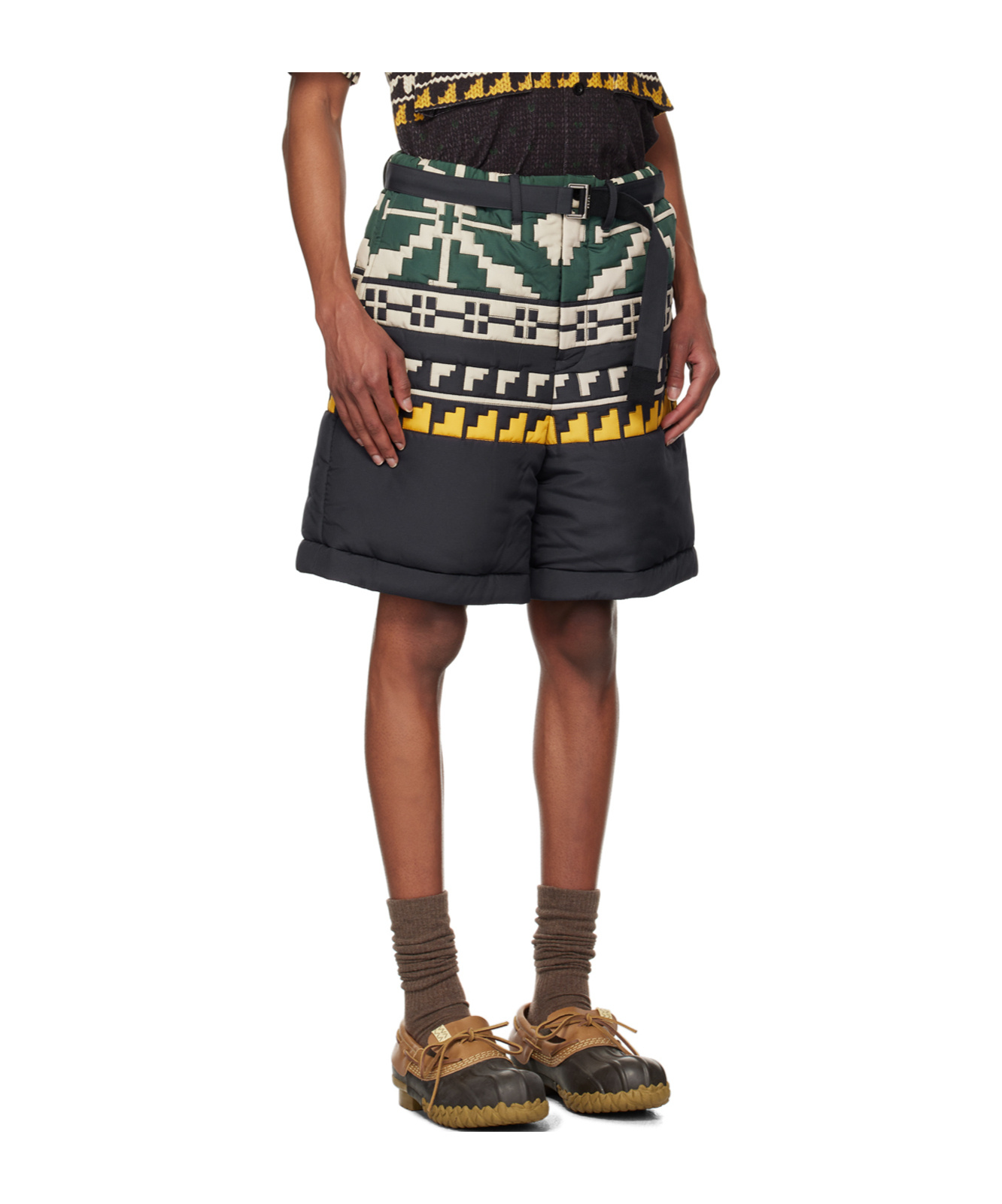 Sacai Pattern Shorts In Black
