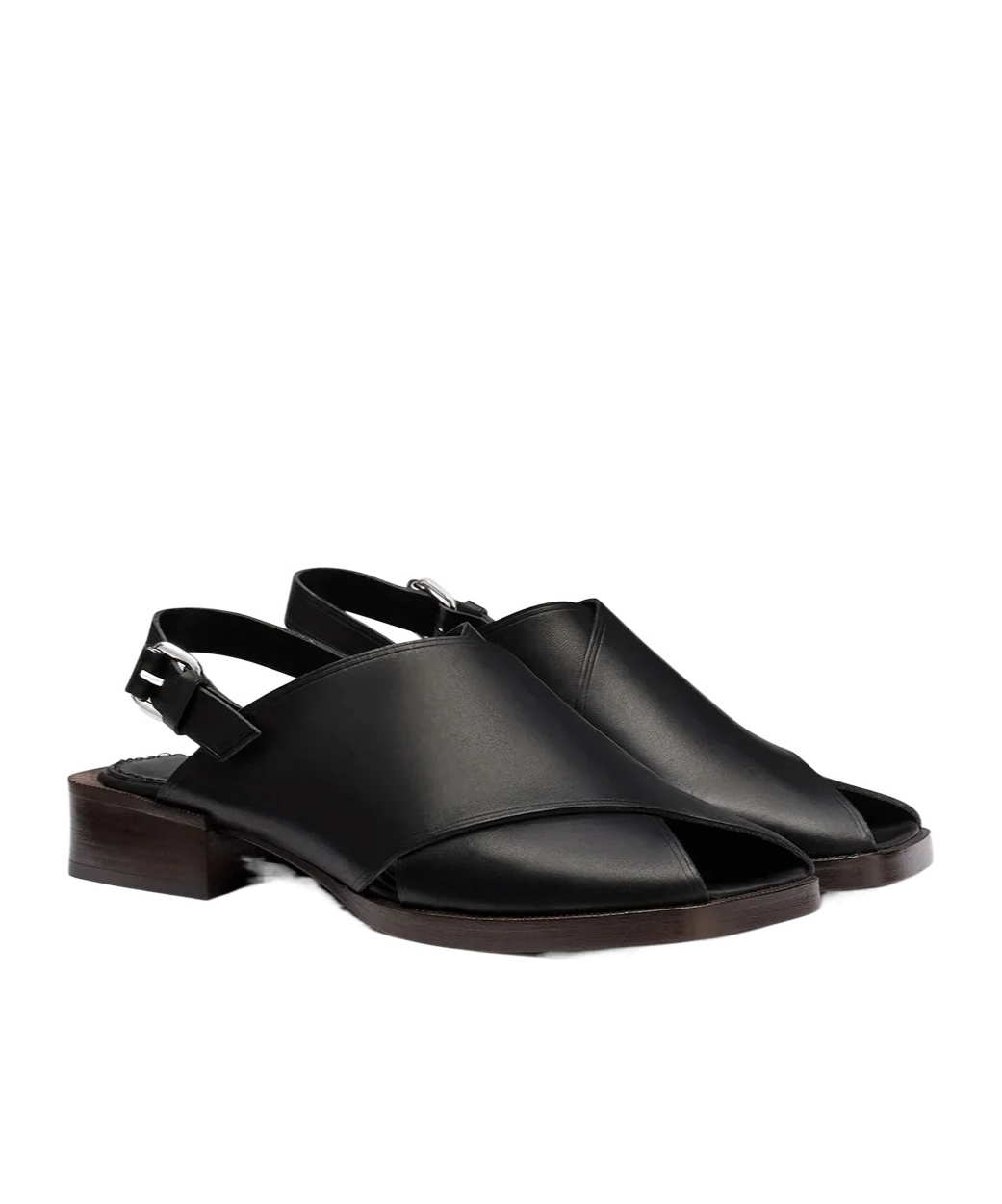 Lemaire Square Toe Block Heel Sandals With Crossover Strap