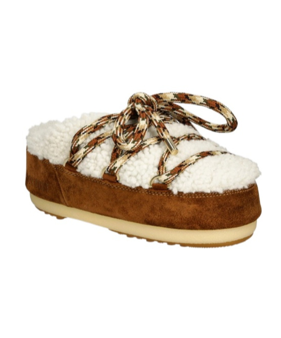 Moon Boot Icon Shearling Mules In Brown