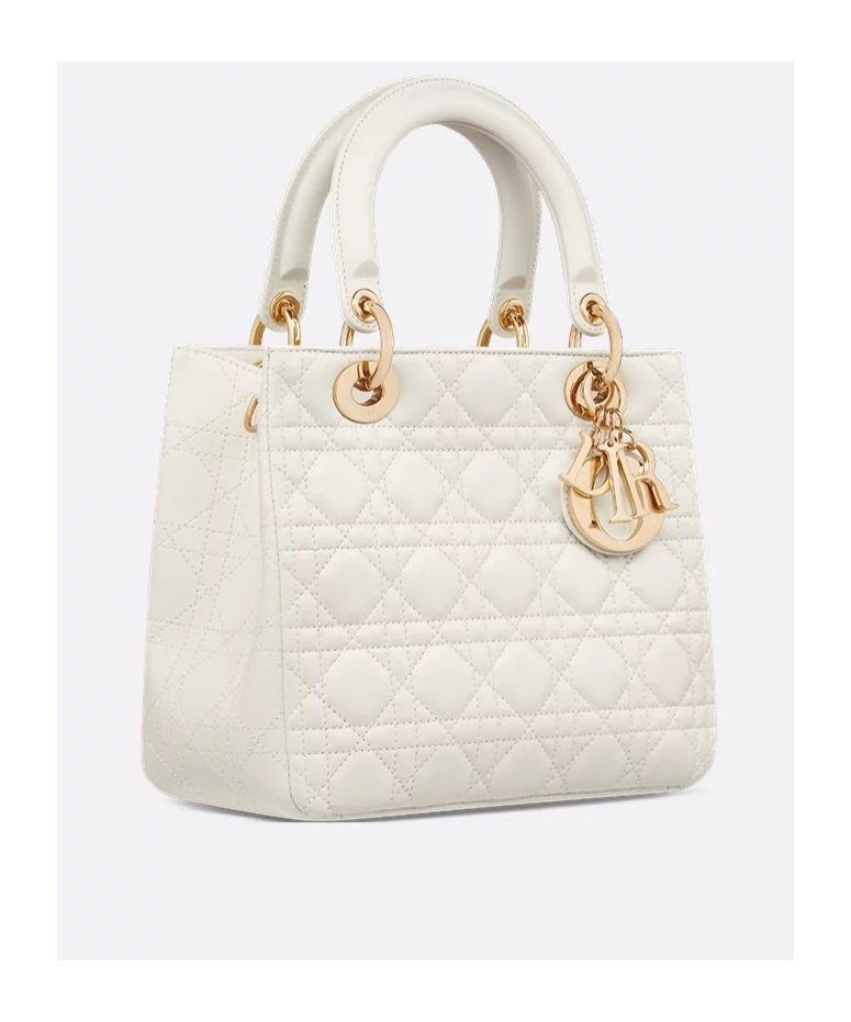 Dior Medium Soft Lady Bag In White