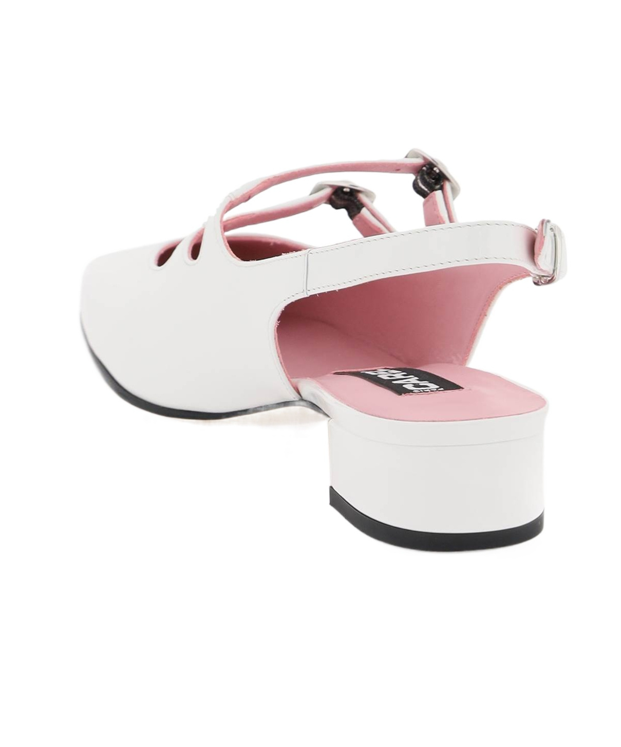 Carel Paris Patent Leather Slingback Slippers With Adjustable Straps In White