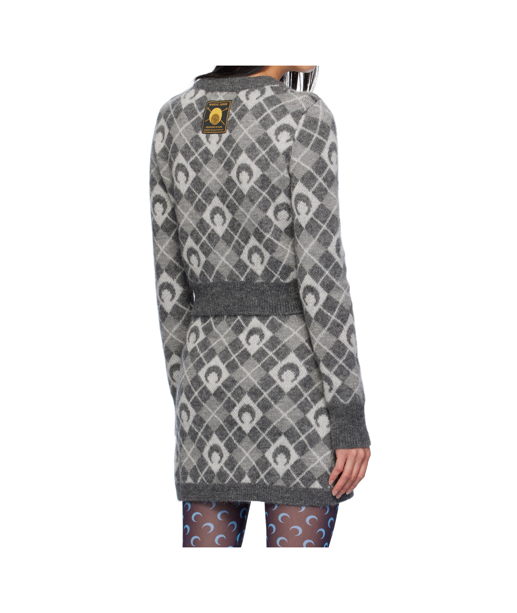 Marine Serre Moon Argyle-knit Sweater In Gray